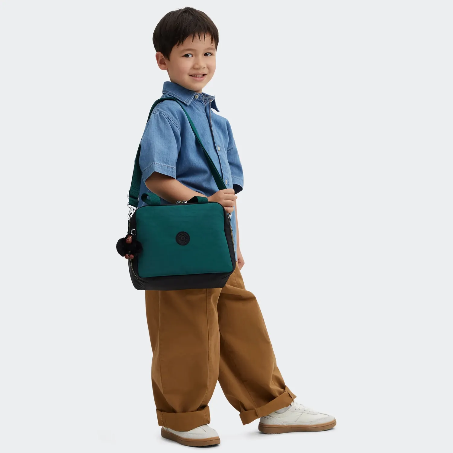 Kipling Miyo lunchtas Black Khaki Block groot geisoleerd
