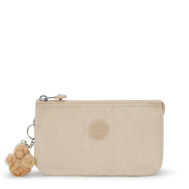 Kipling Creativity L beurs Sparkled Beige groot 3 vakken