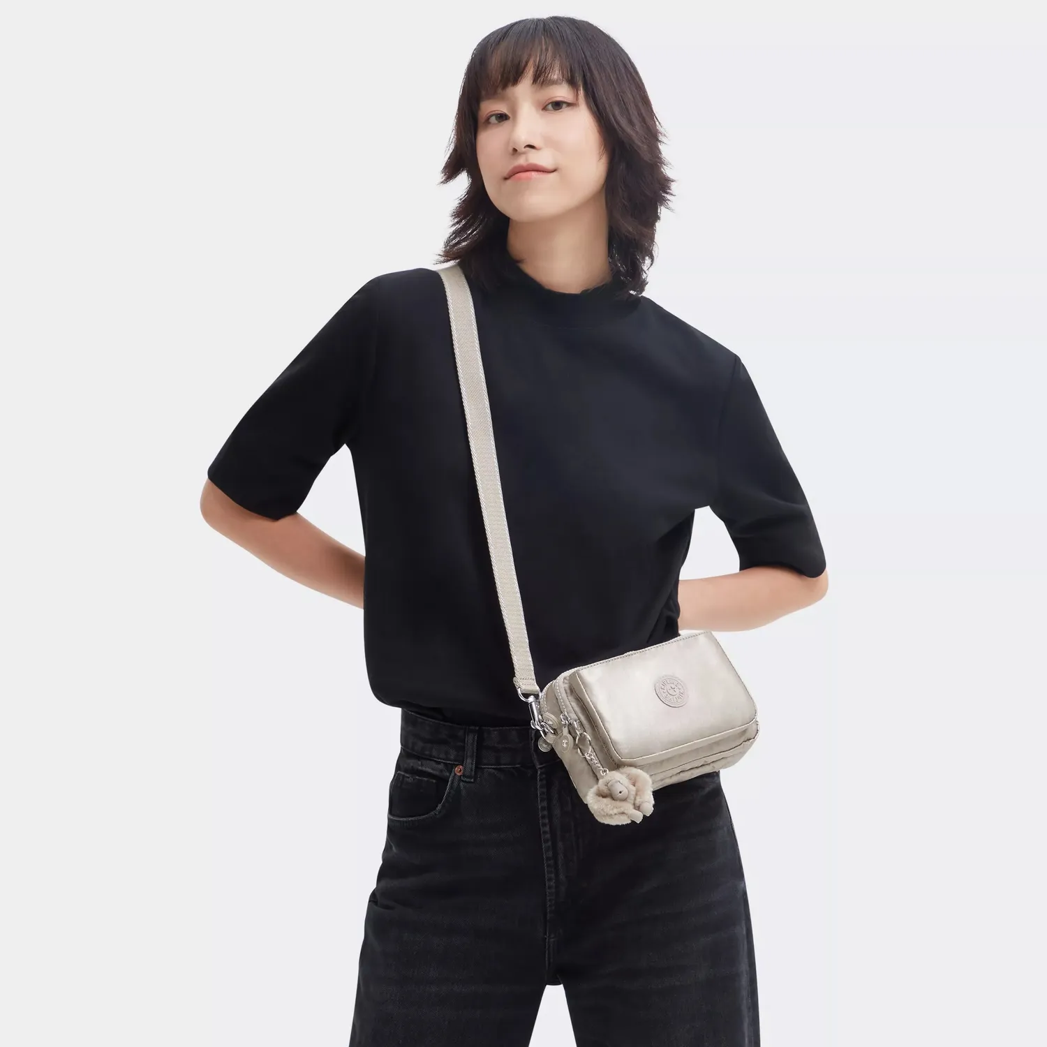 Kipling Abanu Multi crossbody tas Klein Metallic Glow 2 vakken