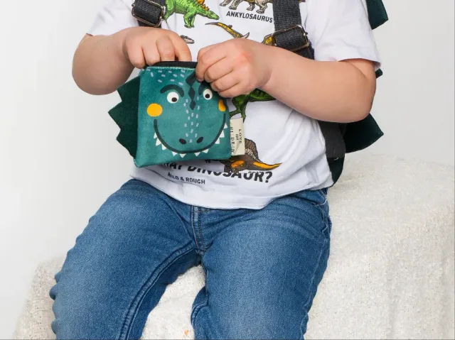 LOVE FOR CHILDRENN Dinosaurus kinderportemonnee 10 cm velvet