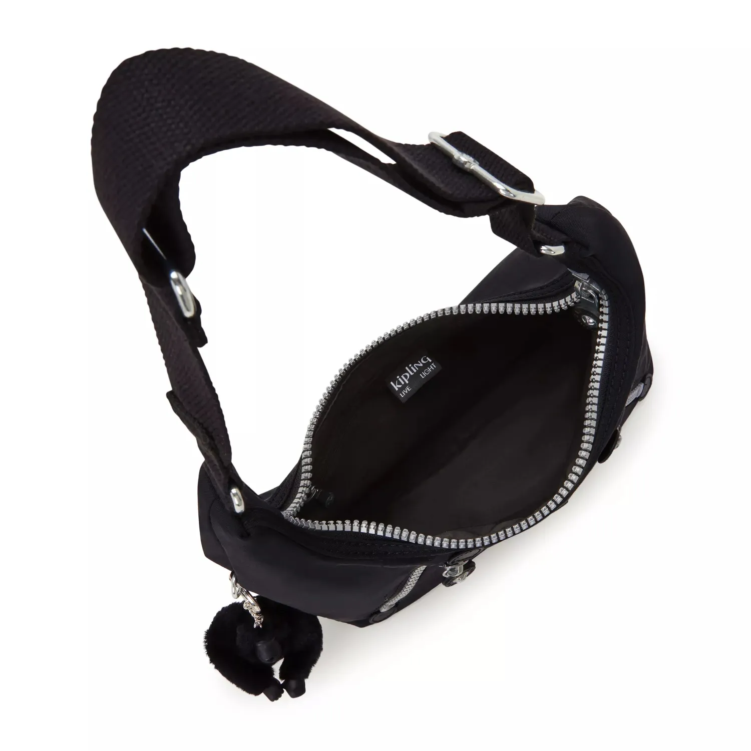 Kipling Nikki schoudertas Rapid Black klein halvemaan