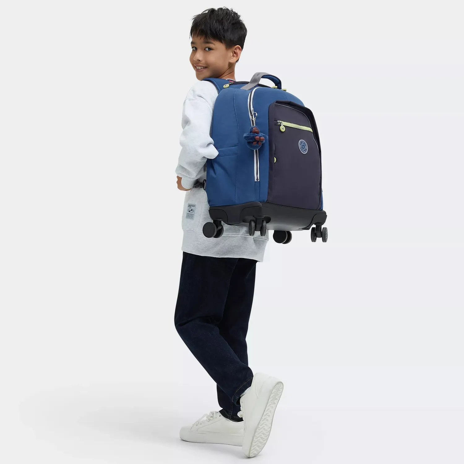 Kipling New Zea rugzak met wielen Fantasy Blue Block Groot vakken