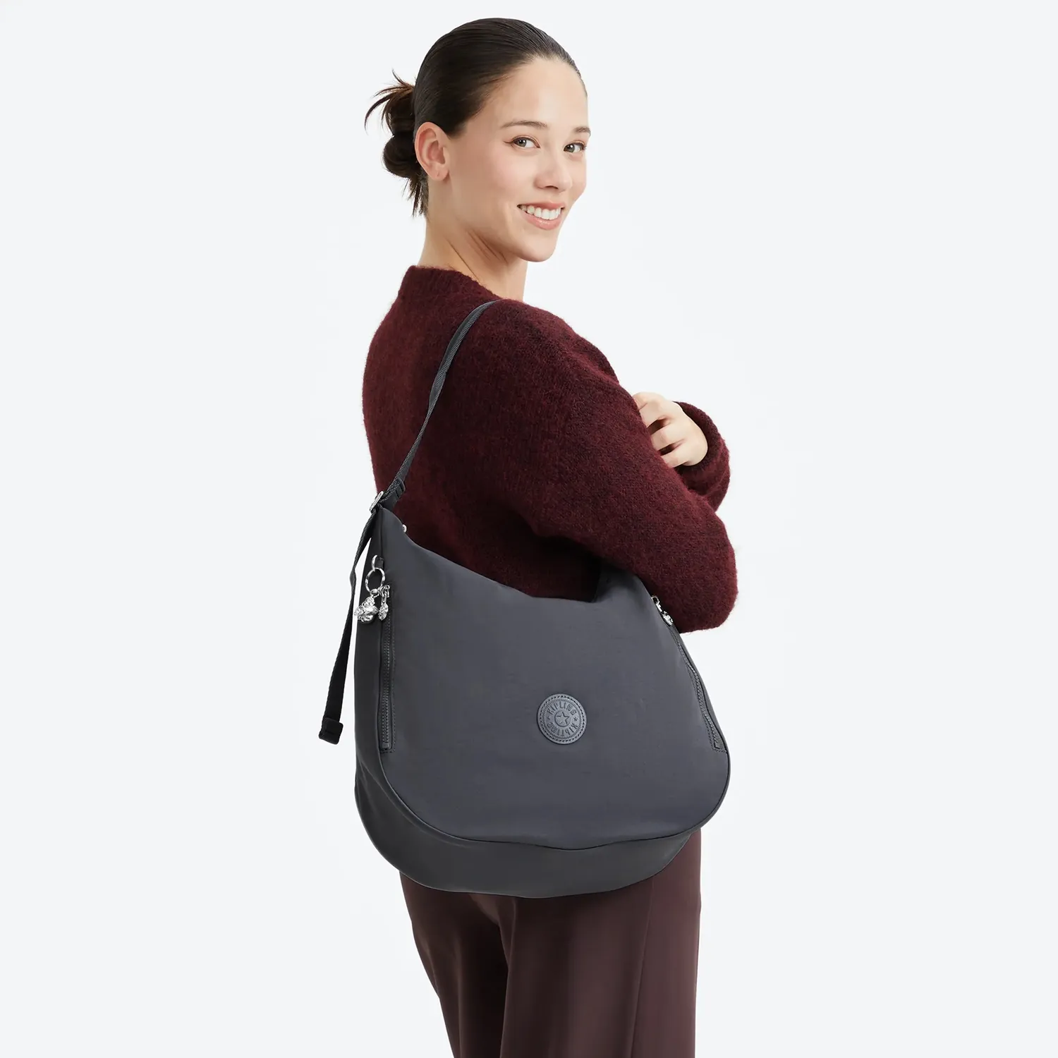 Kipling Khloe schoudertas Groot Moonlit Slate rond model