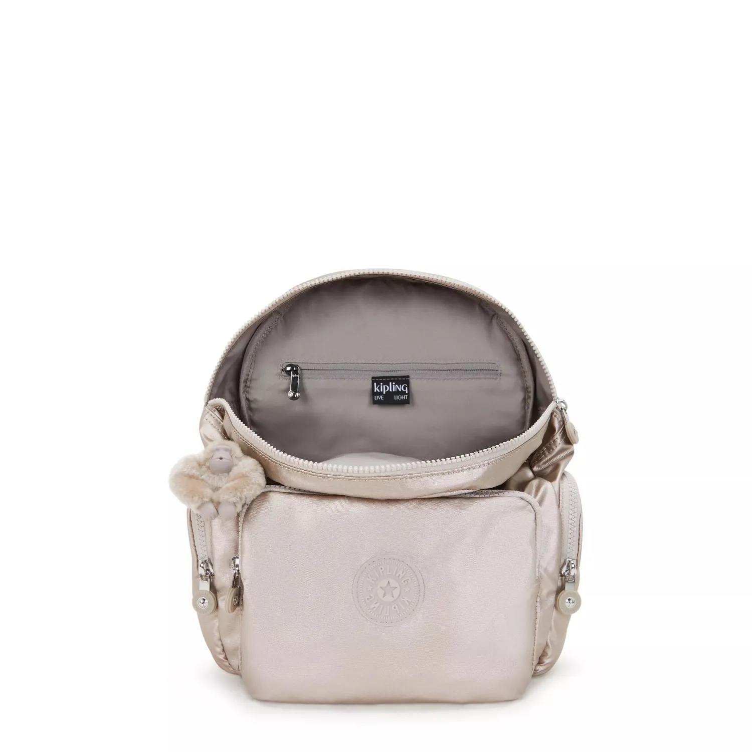 Kipling City Zip S rugzak Metallic Glow klein glanzend