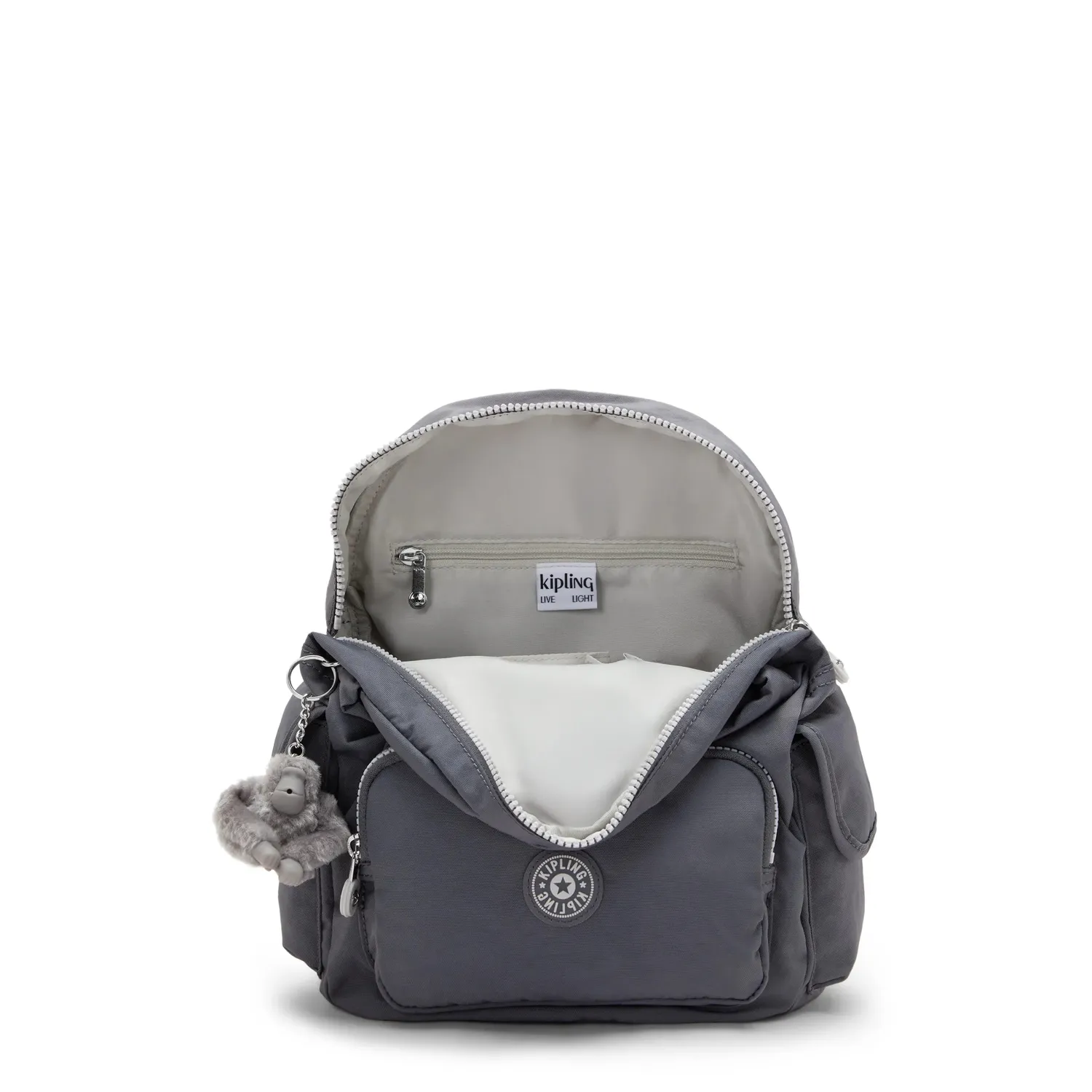 Kipling City Pack S rugzak Moonlit Grey Klein met flap