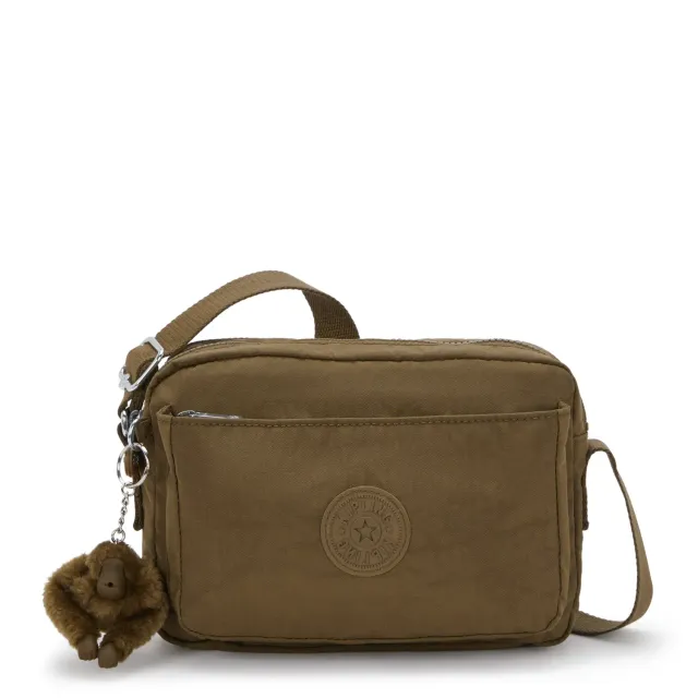 Kipling Abanu M Crossbody Tas Smooth Khaki Medium – Groen