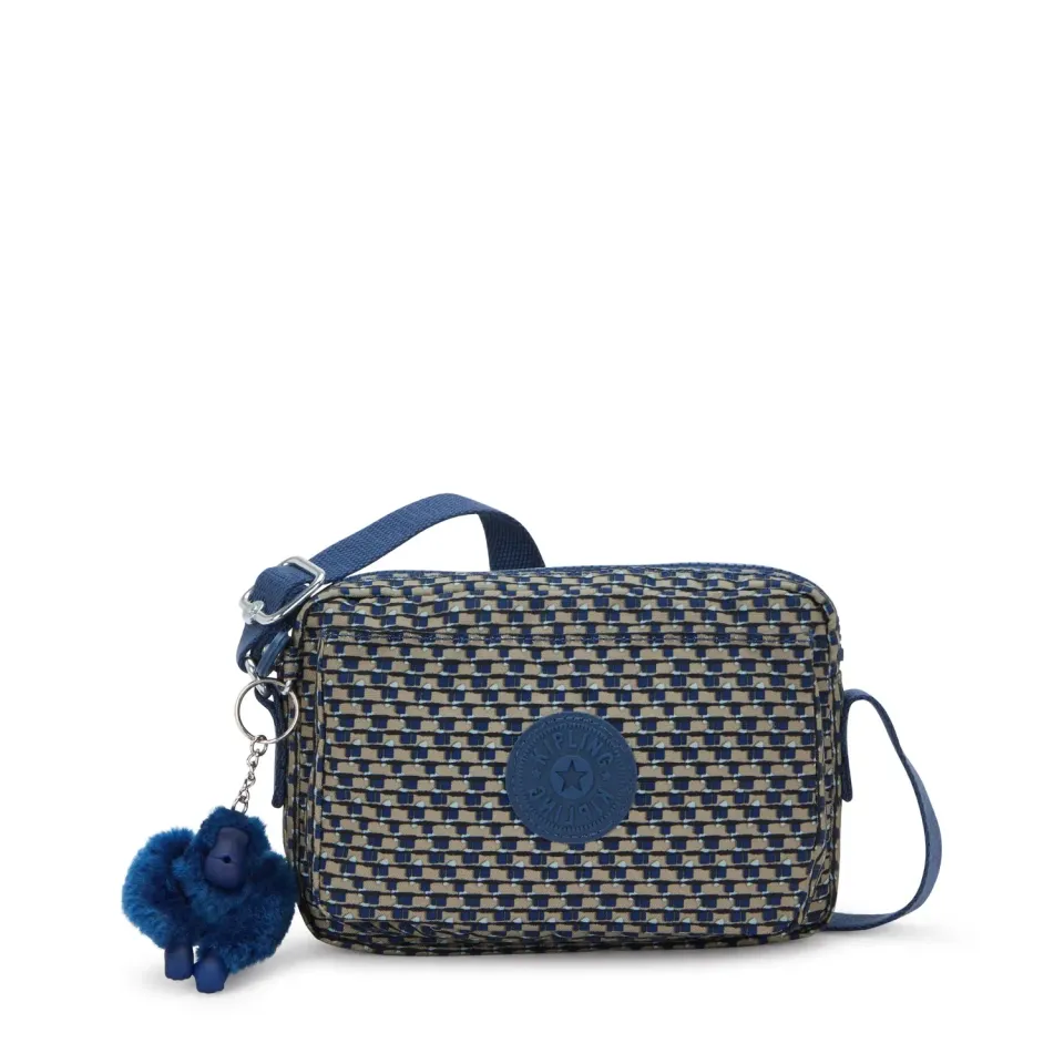 Kipling Abanu crossbody tas klein Blue on Wire met ritsvakken