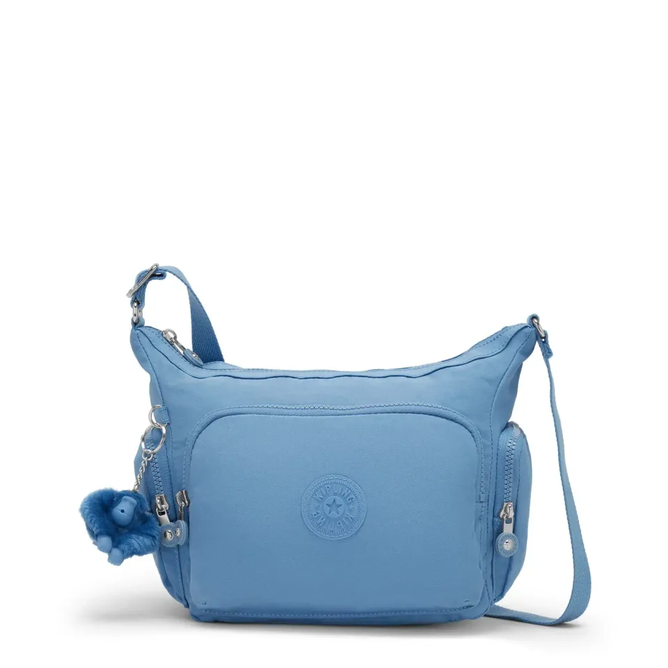 Kipling Gabb S crossbodytas Vintage Blue medium met veel ritsvakken