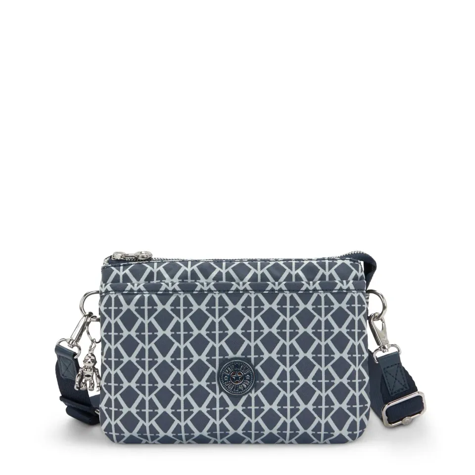 Kipling Riri crossbodytas klein Navy Sign Jacquard ritsvakken