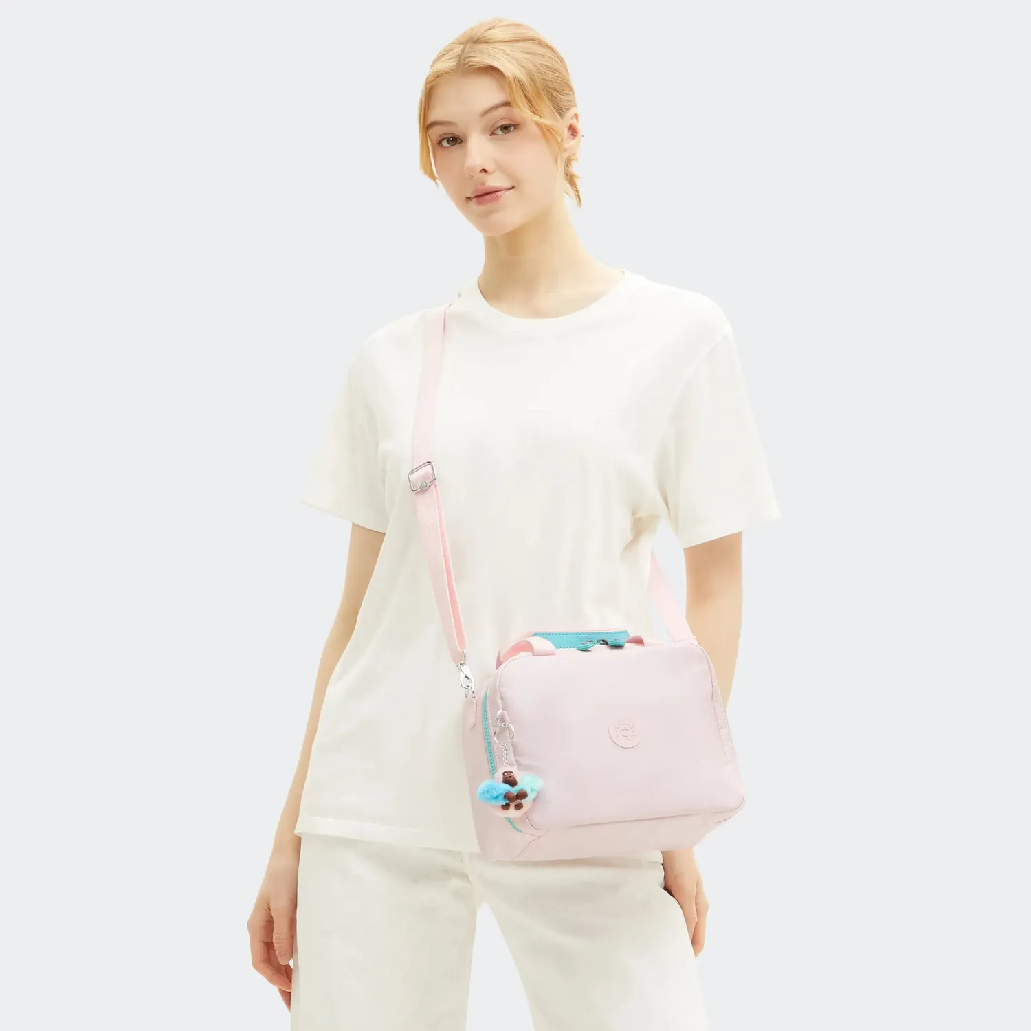 Kipling Miyo lunchtas Groot Sea Pink Metallic glans