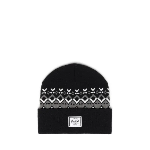 Herschel Elmer Fair Isle muts zwart gebreid