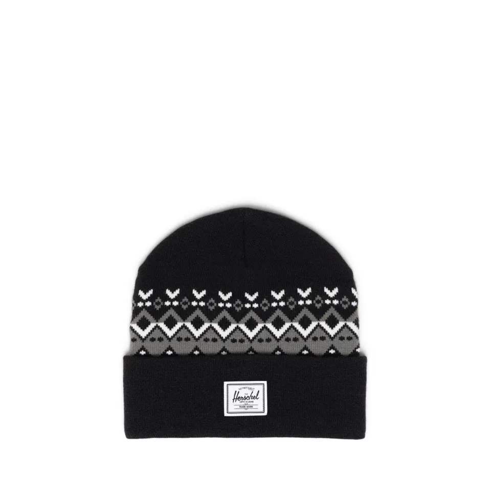 Herschel Elmer Fair Isle muts zwart gebreid
