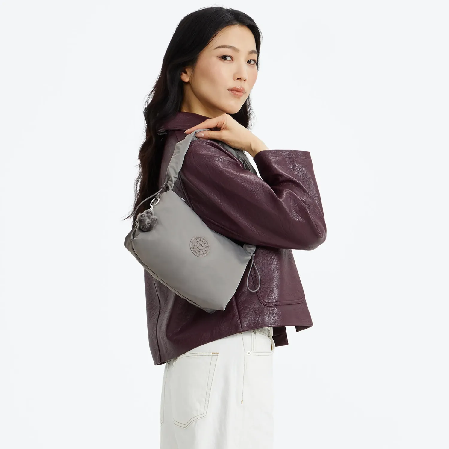 Kipling Eleni kleine schoudertas Entirely Grey met rits