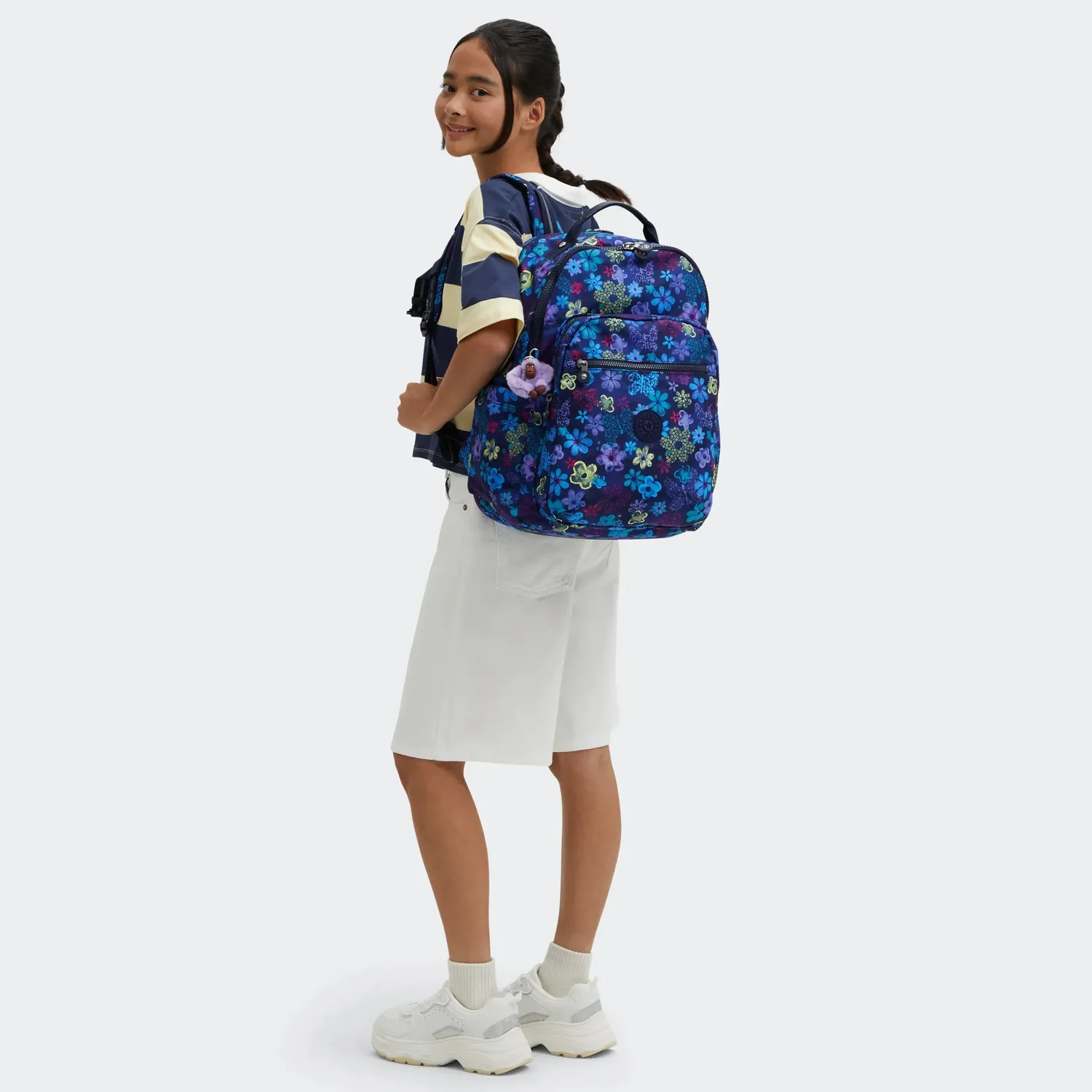 Kipling Seoul College Extra rugzak Dark Flower Stamp 15" 