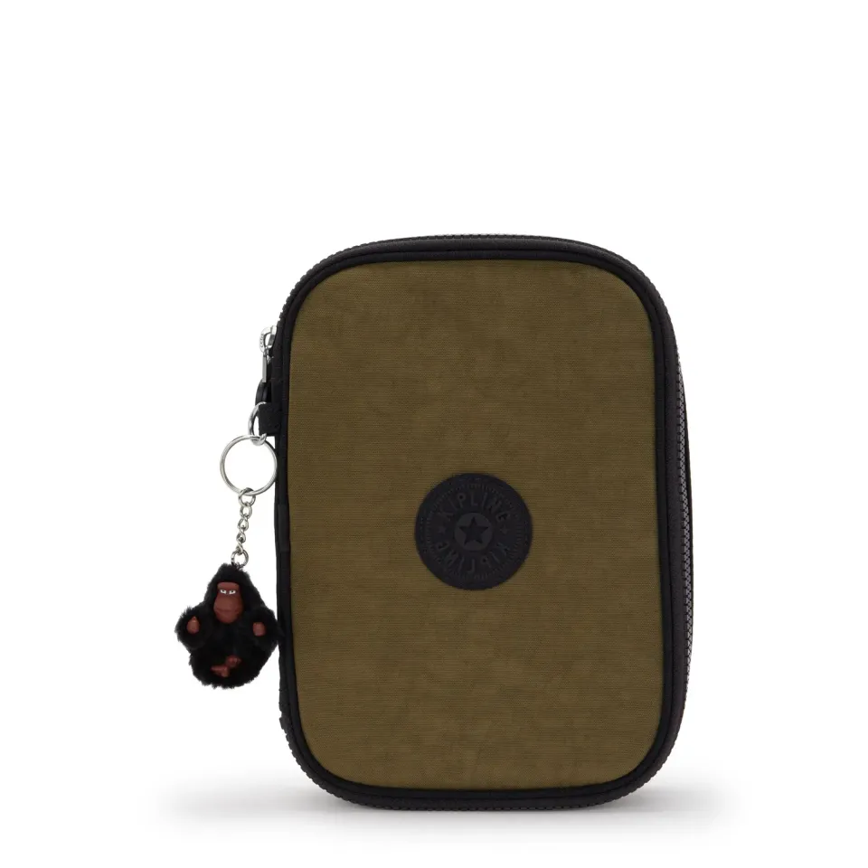 Kipling 100 Pens pennenzak Black Khaki Block groot nylon
