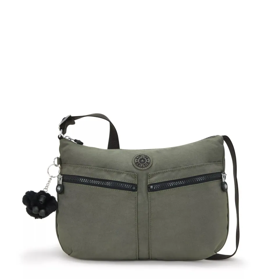 Kipling Izellah schoudertas Green Moss Medium waterafstotend