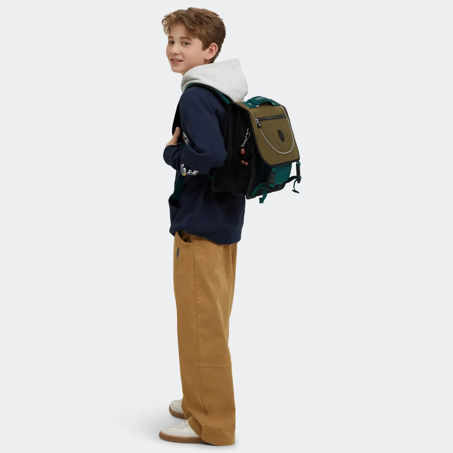 Kipling Preppy rugzak Black Khaki Block medium jongens