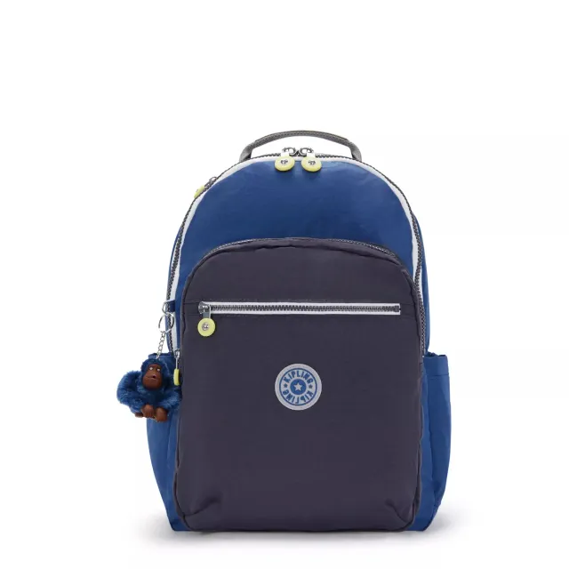 Kipling Seoul rugzak Groot Fantasy Blue Block 15 inch laptopvak