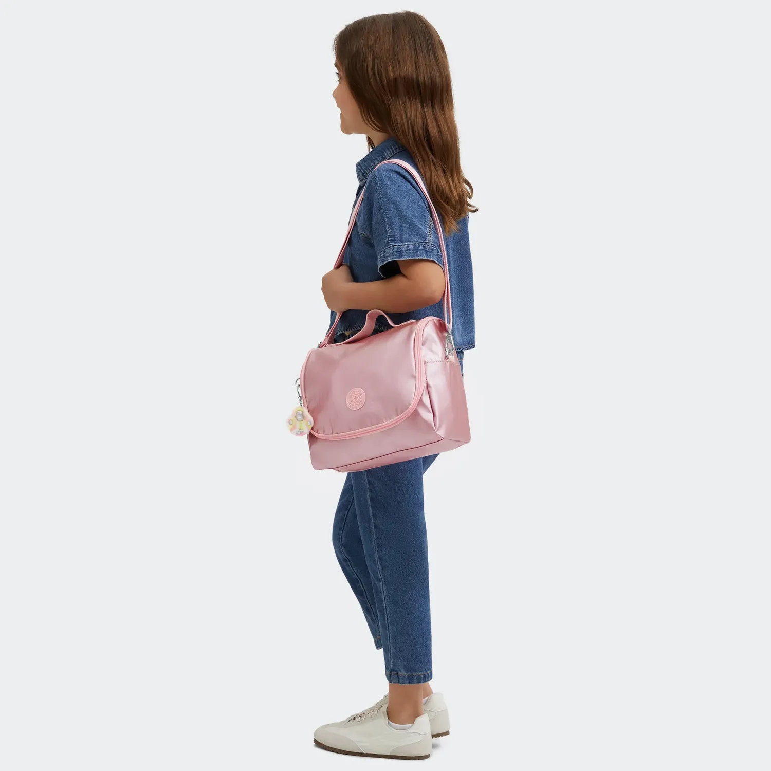 Kipling New Kichirou lunchtas Groot Bronze Pink Metallic trolleybevestiging