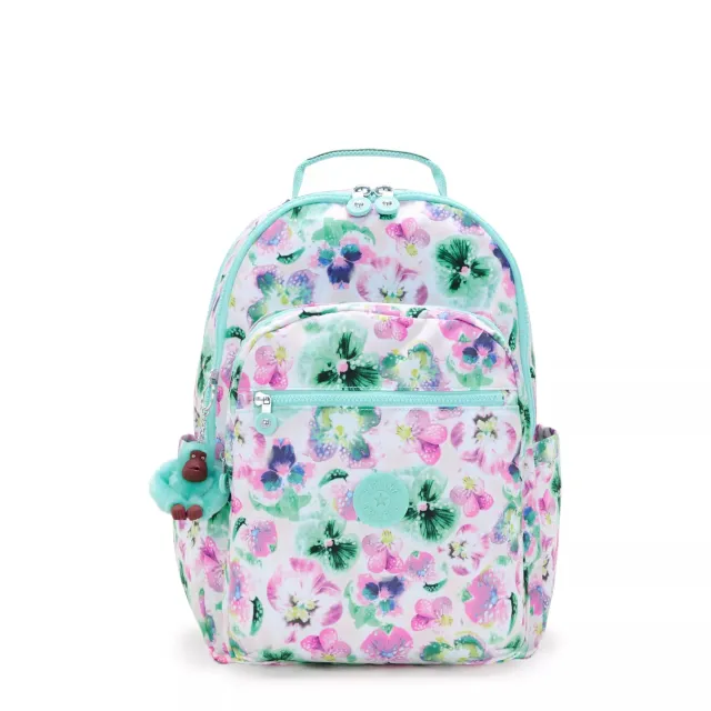 Kipling Seoul College rugzak Groot Aqua Blossom 15 inch