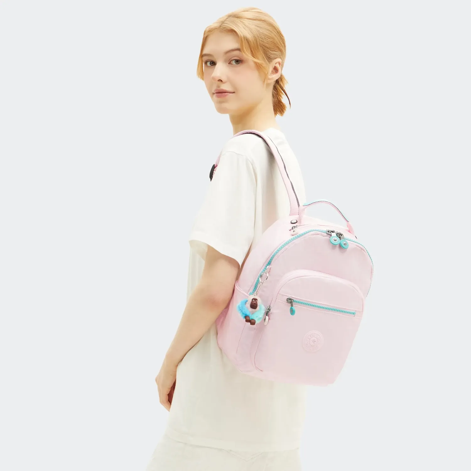 Kipling Seoul S kleine rugzak Sea Pink Metallic waterafstotend