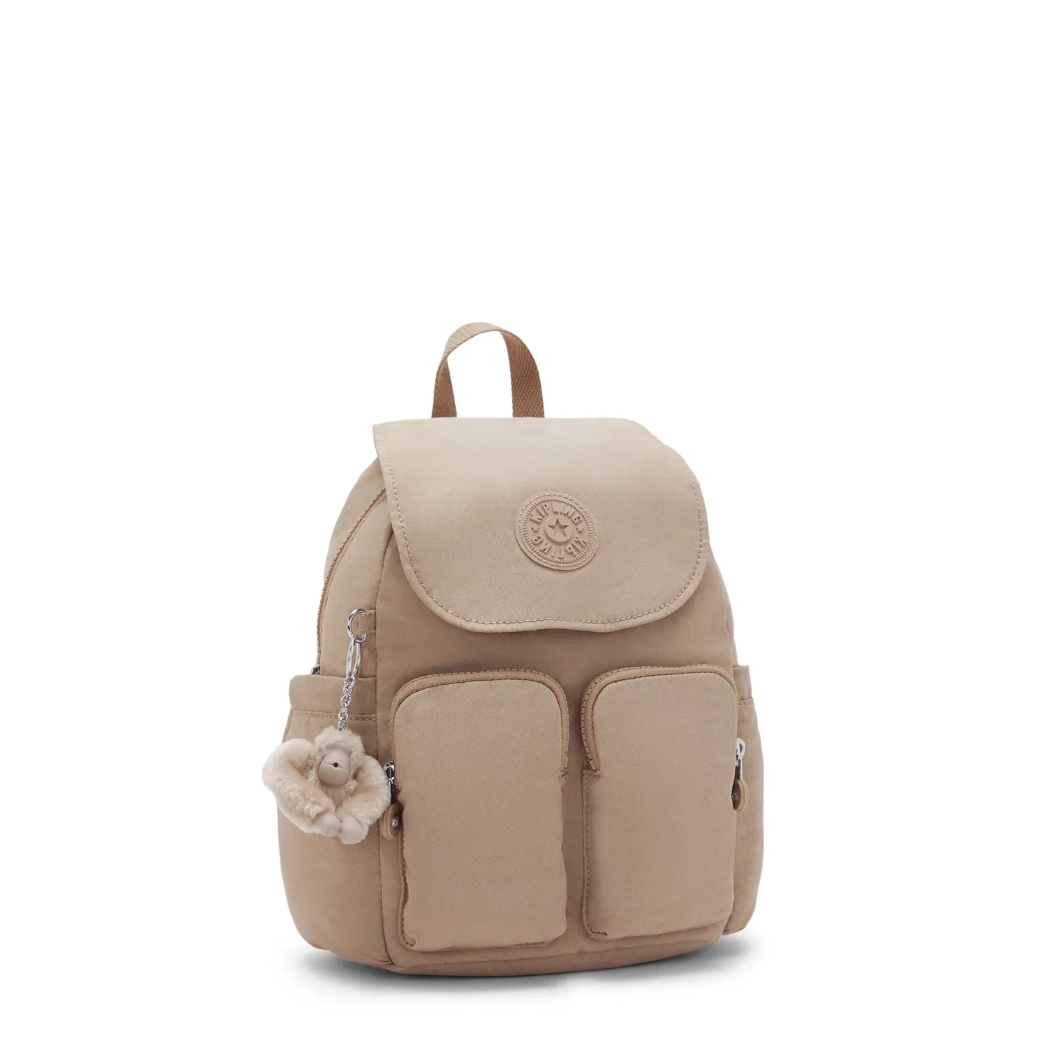 Kipling City Pocket Mini rugzak klein Tan Beige met klep