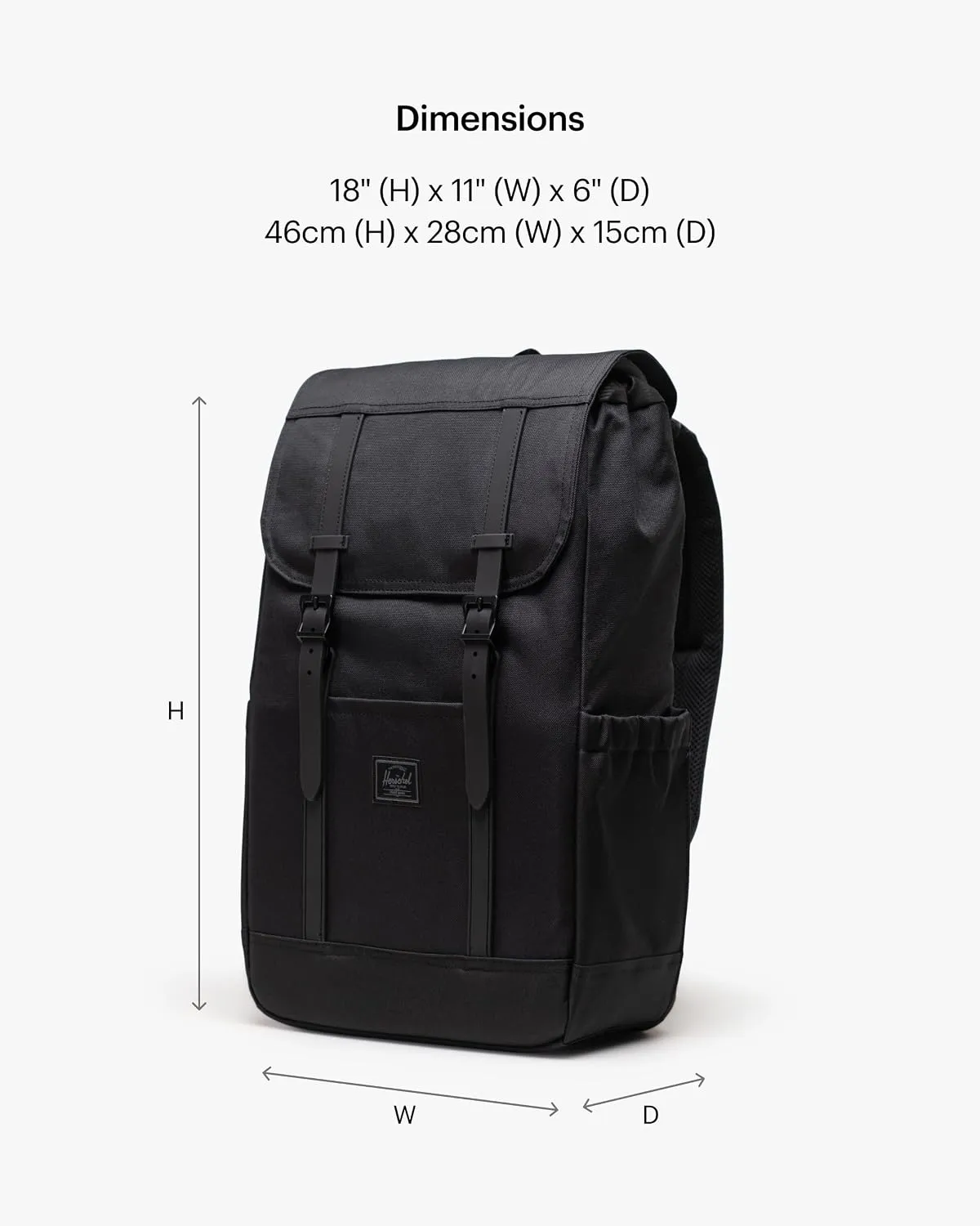 Herschel Retreat rugzak 23L Black Tonal canvas