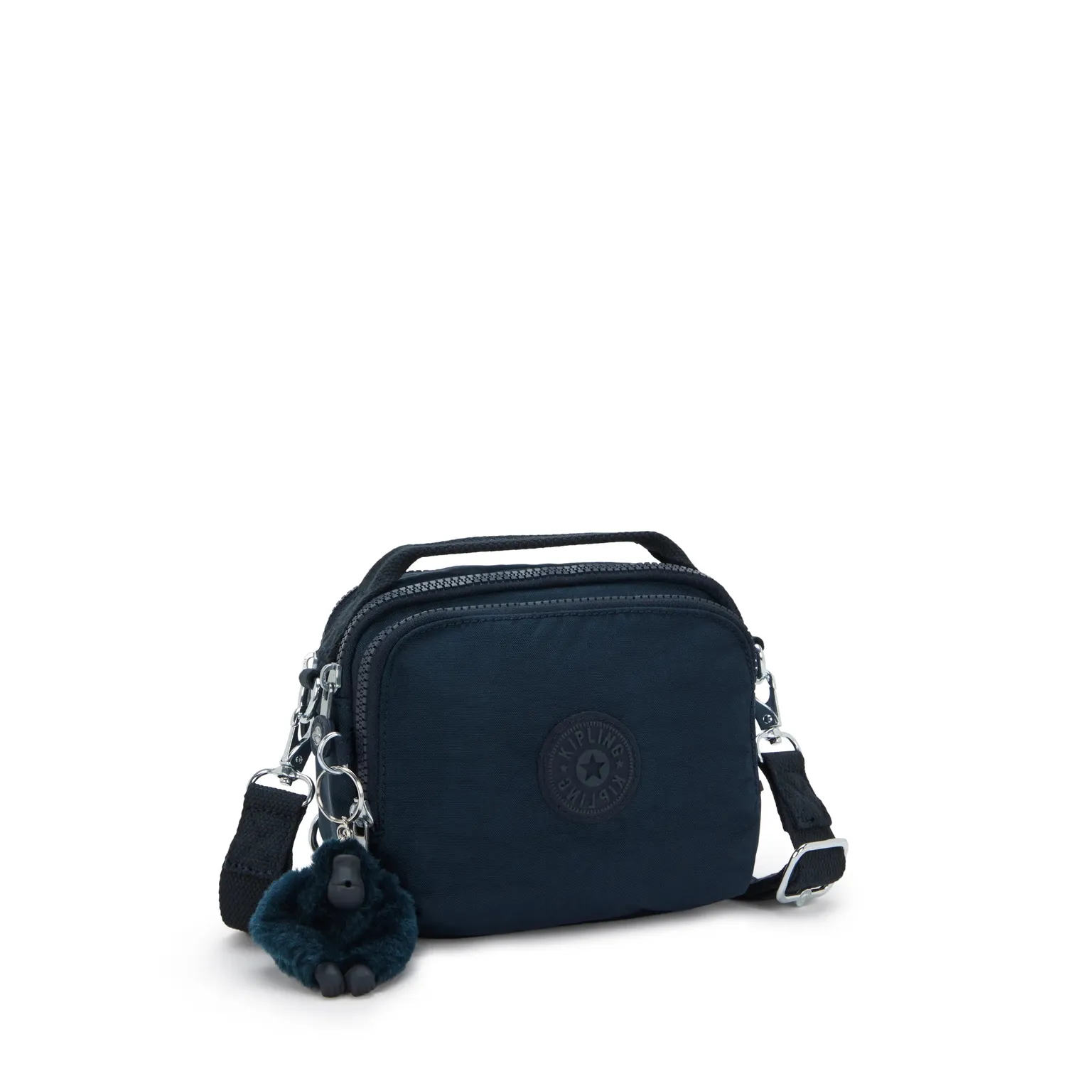Kipling Cahir crossbody klein Blue Bleu 2 met ritsvakken