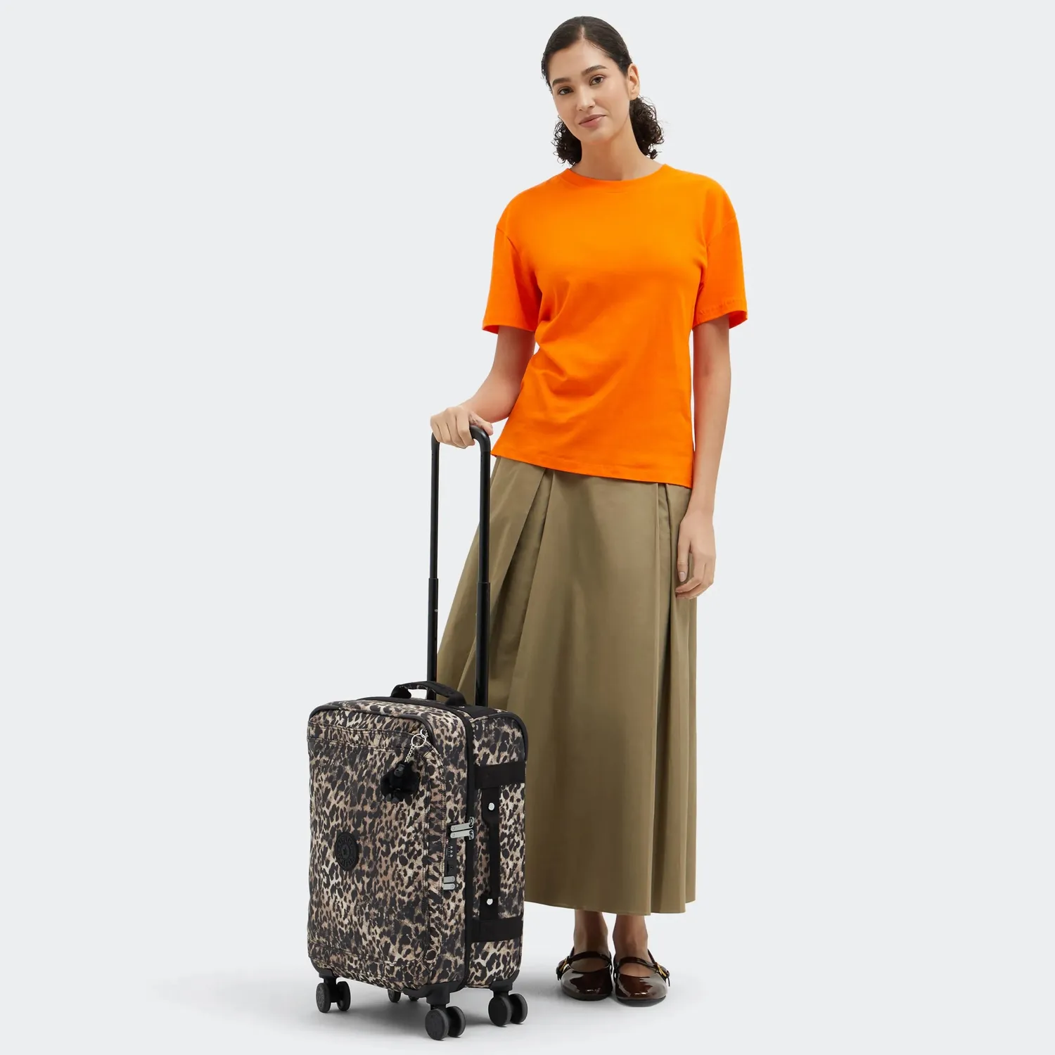 Kipling Spontaneous S koffer Wild Leopard klein met TSA-slot