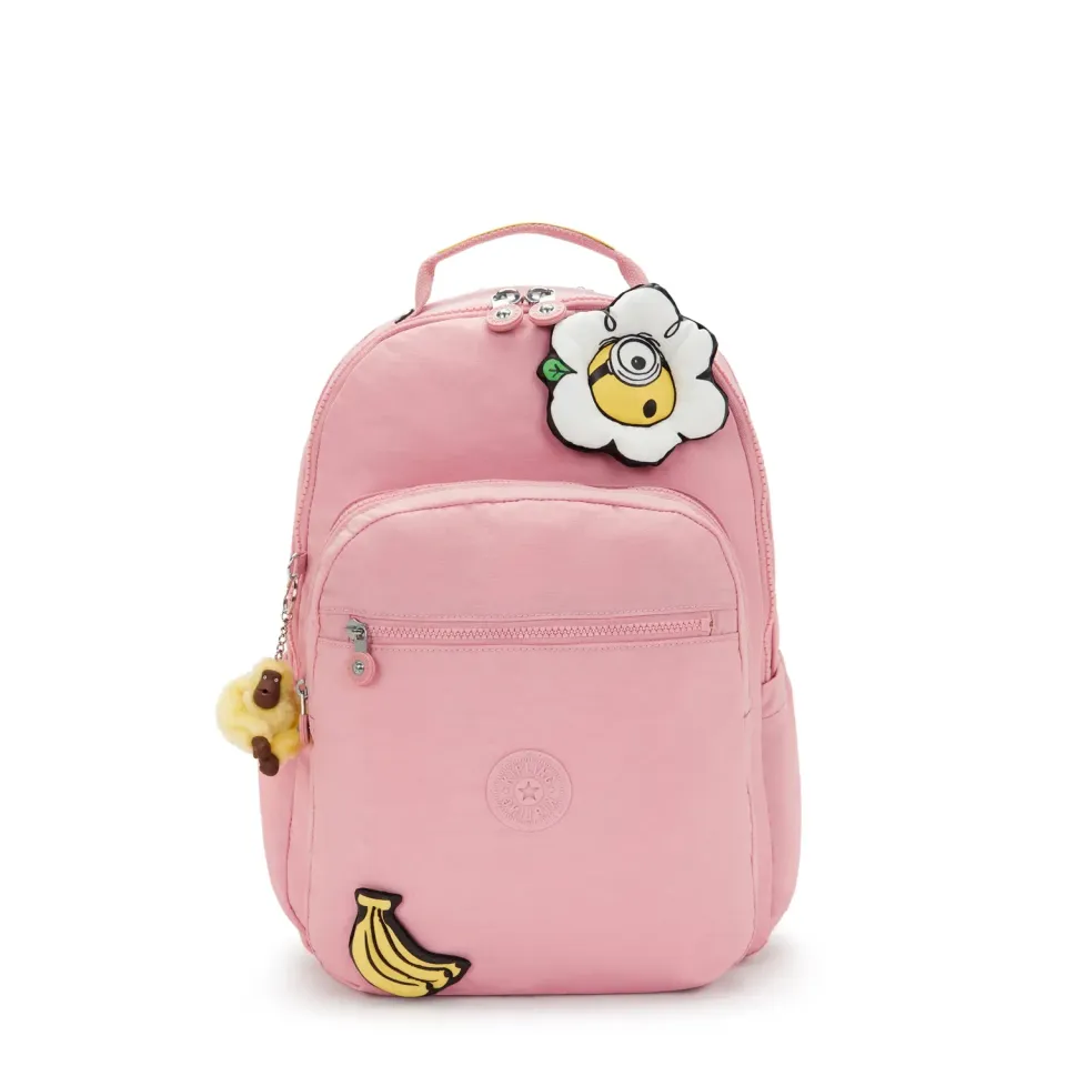 Kipling Seoul Lap rugzak Groot Pink Daisy Minions 15 inch