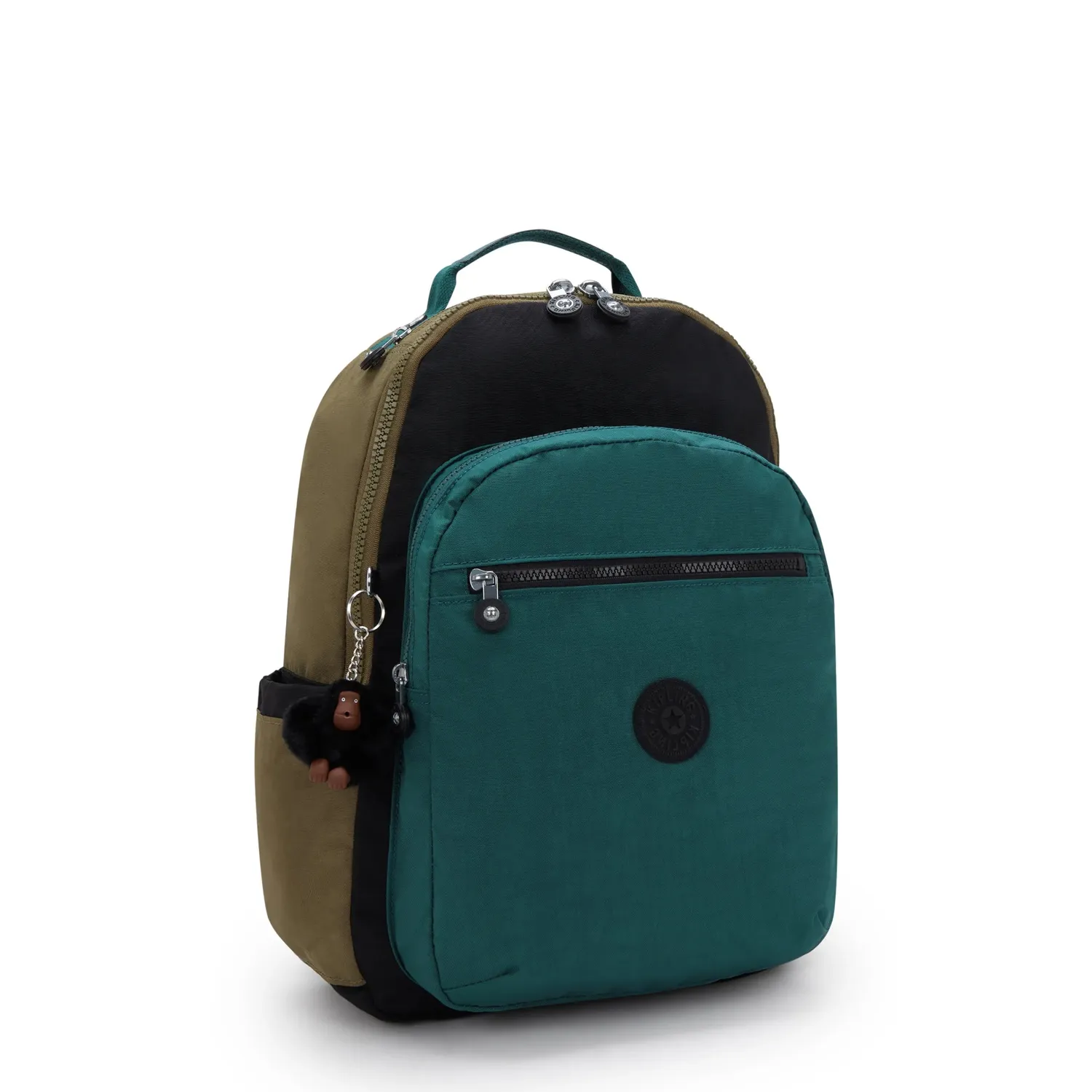 Kipling Seoul rugzak Groot Black Khaki Block school laptop