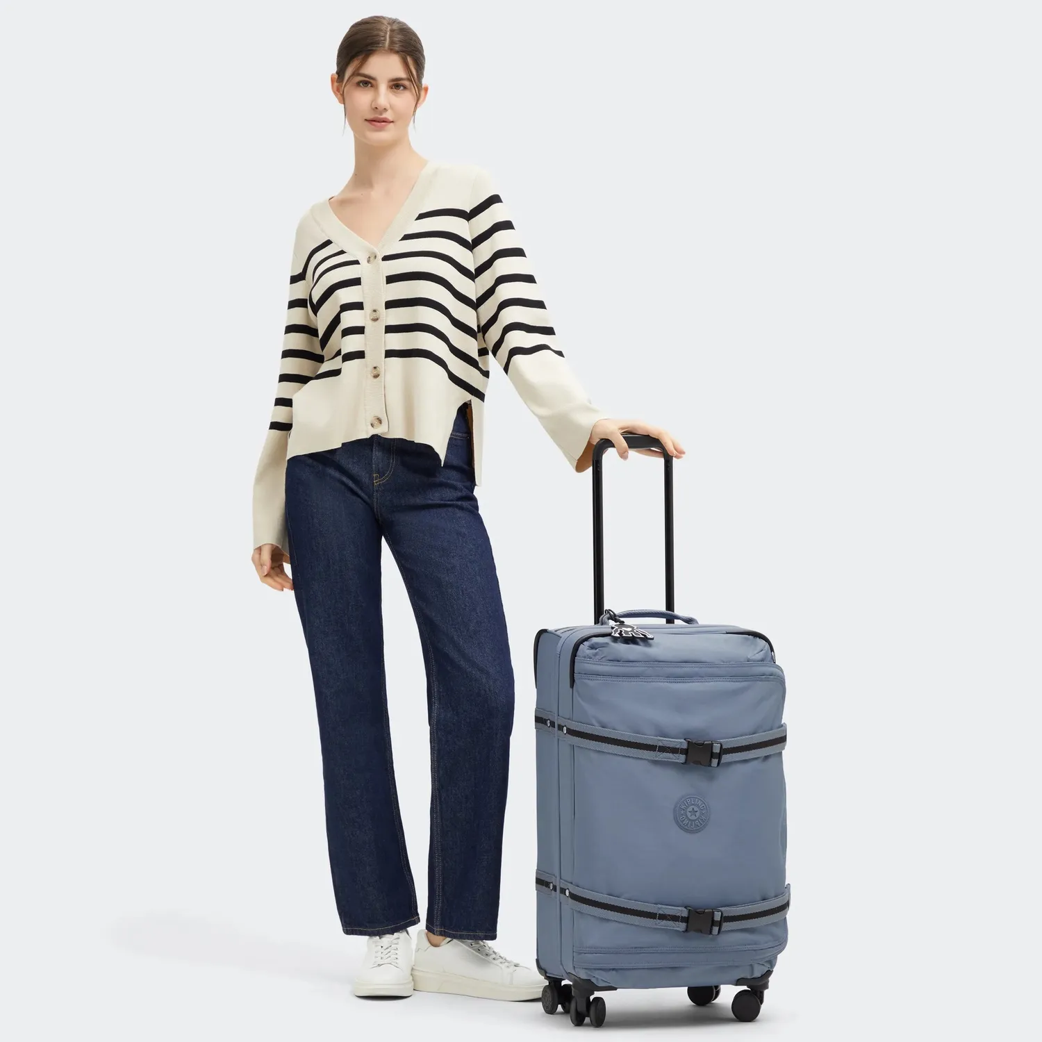 Kipling Spontaneous M koffer Medium Blue Stone 4 wielen