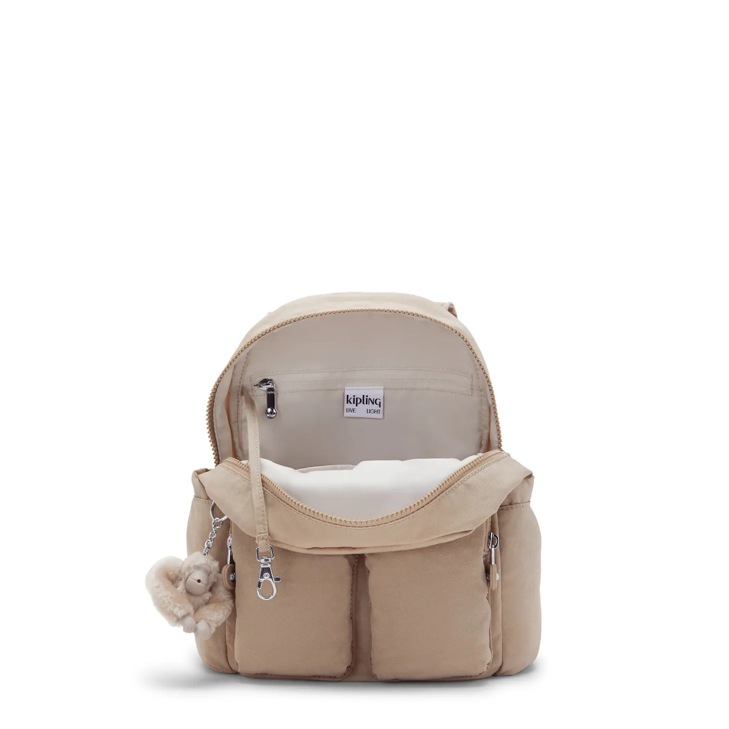 Kipling City Pocket Mini rugzak klein Tan Beige met klep