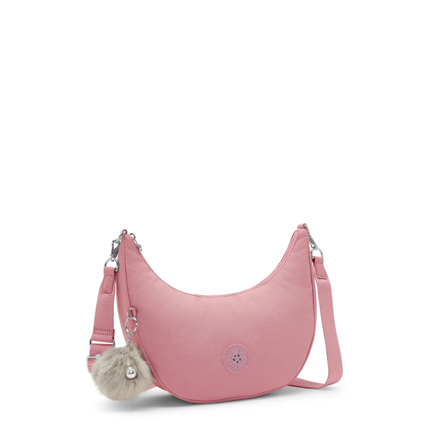 Kipling Clichy schoudertas Medium Festive Rose Shimmer glans