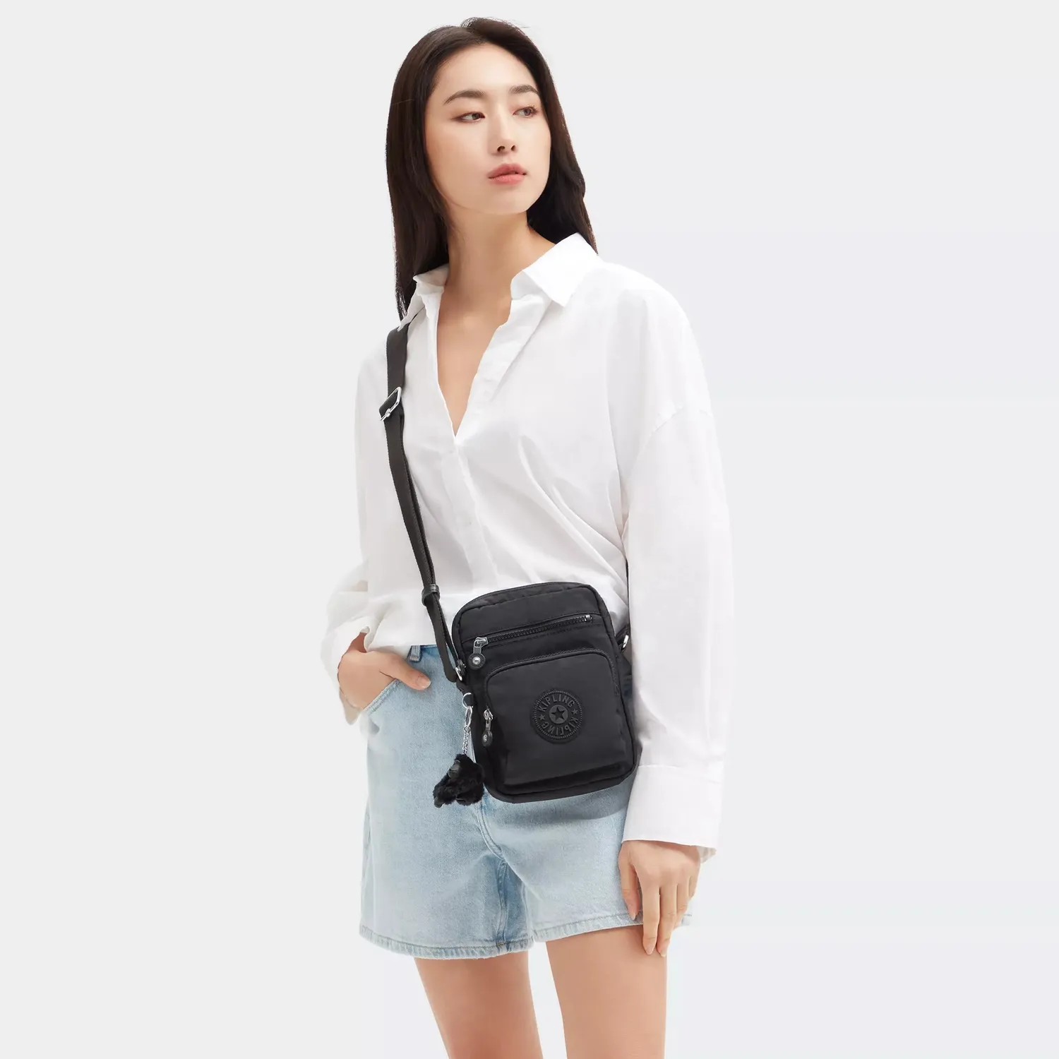 Kipling Gunne crossbody tas klein black noir verstelbaar