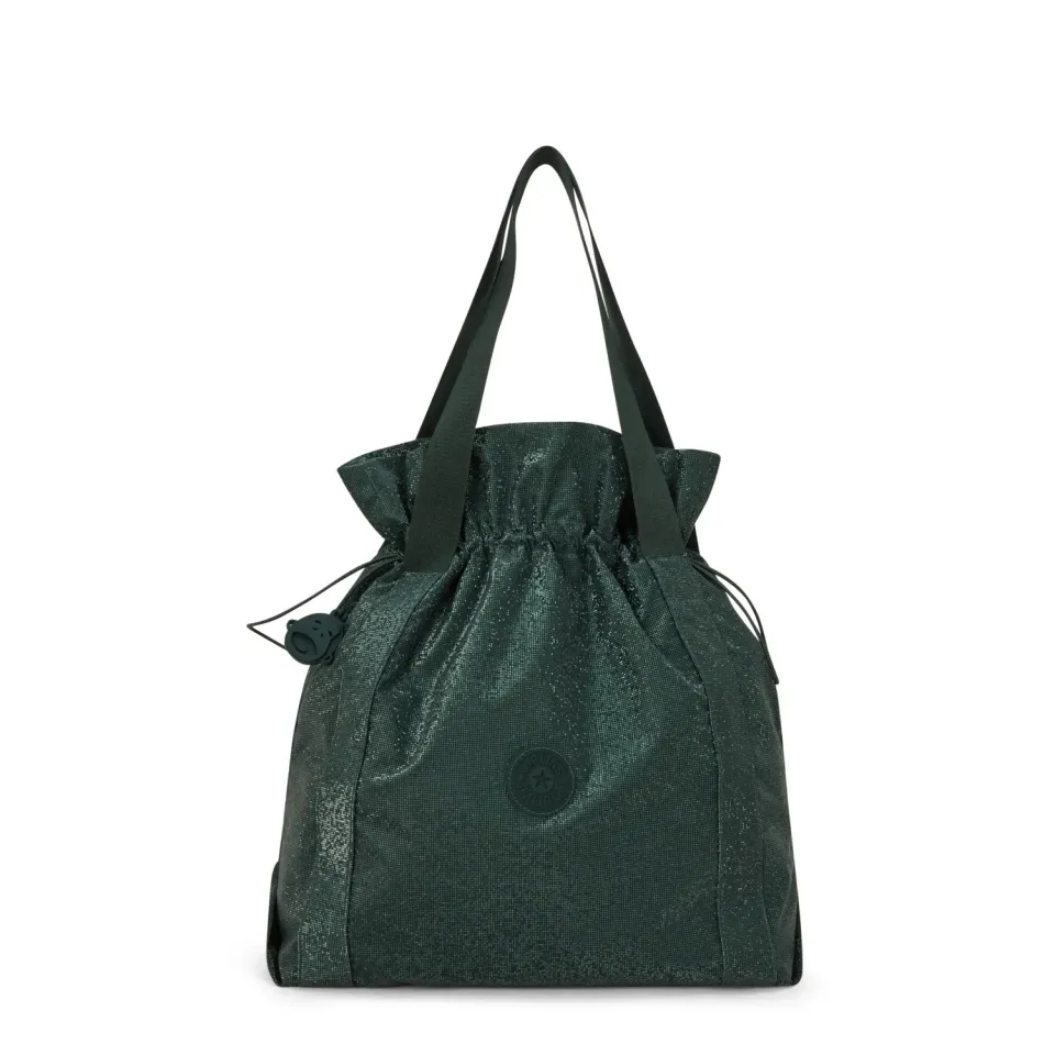 Kipling Elmar schoudertas Medium Shiny Pixel Green A4