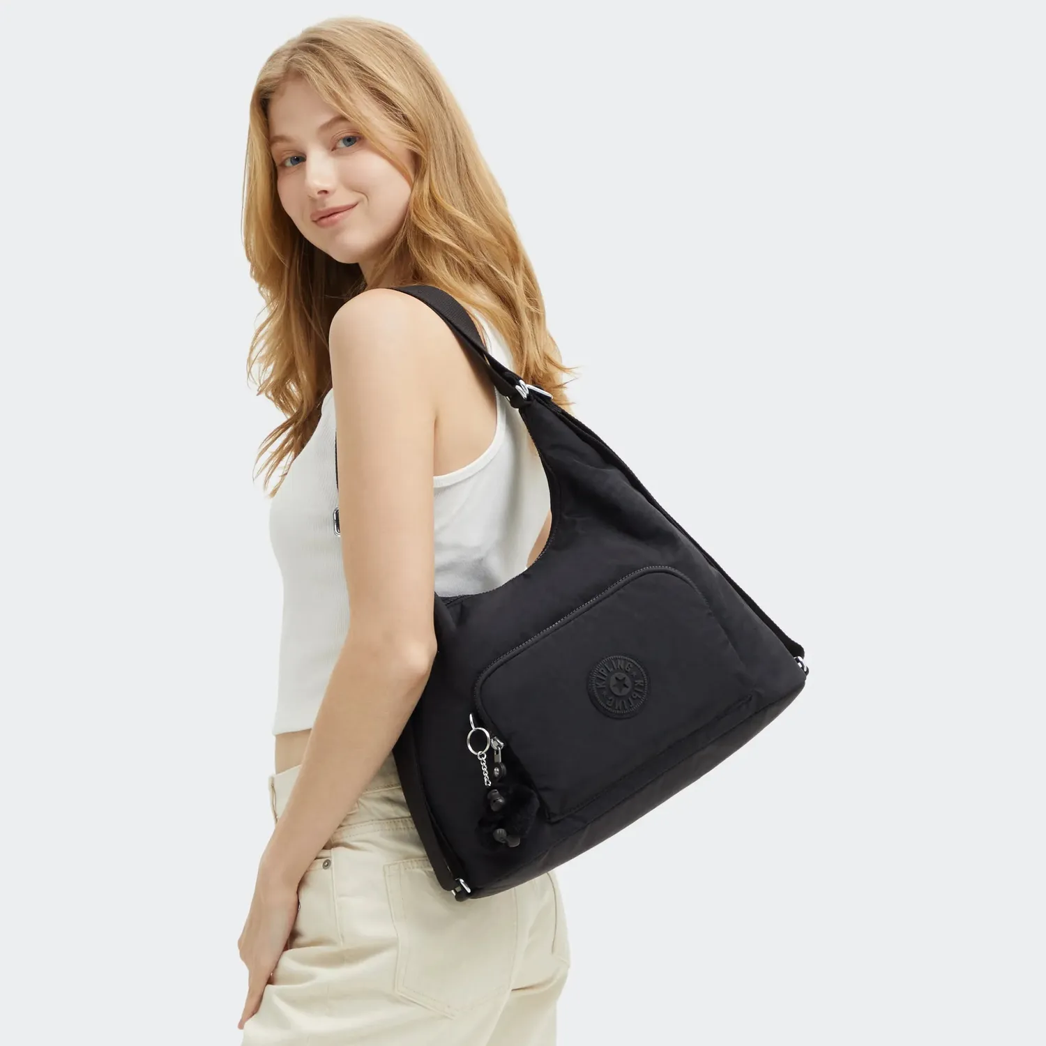Kipling Yenna schoudertas Black Noir medium multifunctioneel