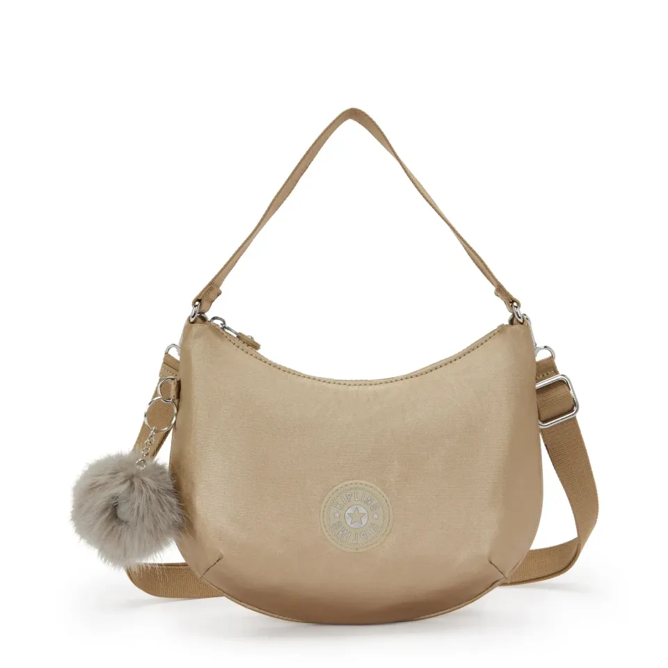 Kipling Amani schoudertas Echoey Gold klein metallic
