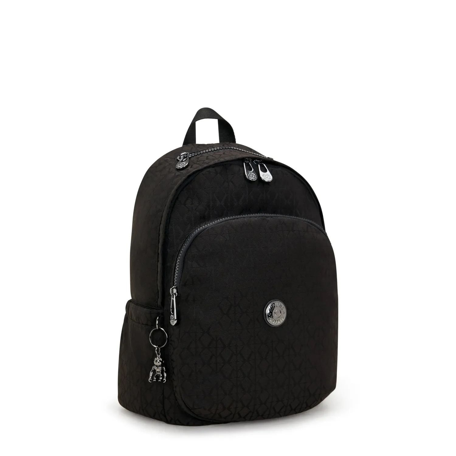 Kipling Delia rugzak Medium Black Sign Jacquard met ritsvakken