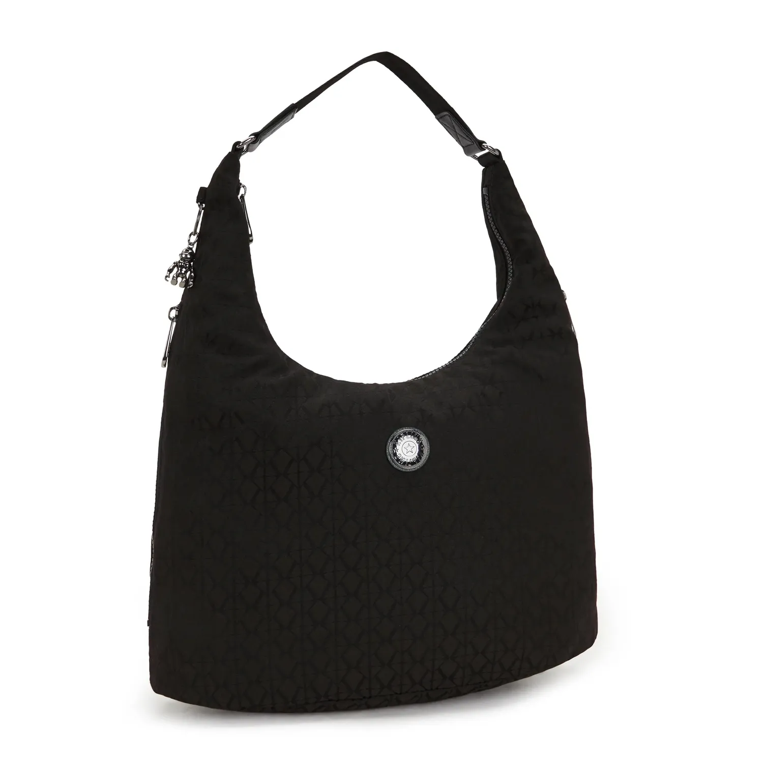 Kipling Eanna Zip schoudertas black sign jacquard A4