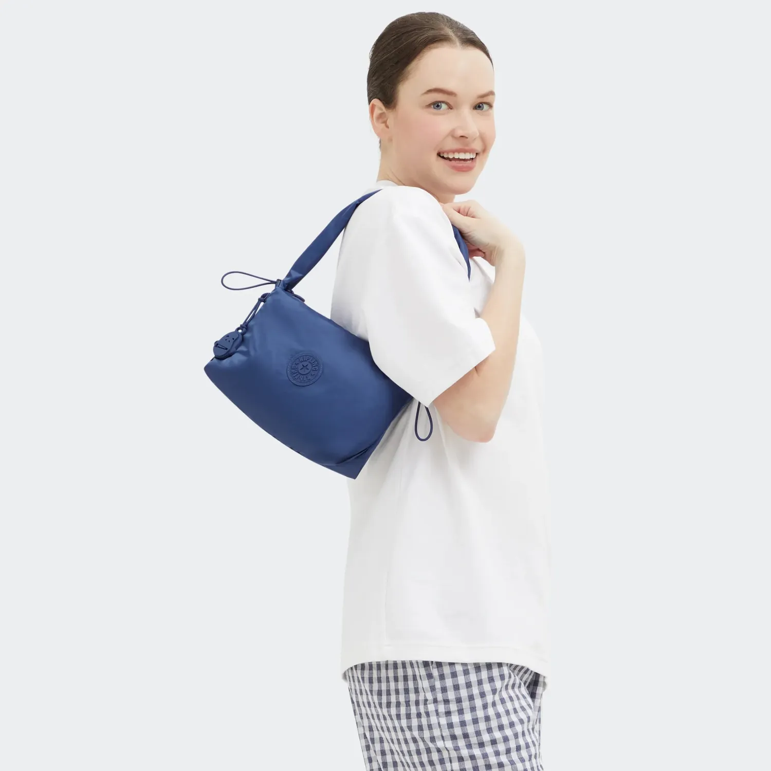 Kipling Eleni schoudertas Klein Casual Blue met ritsvak
