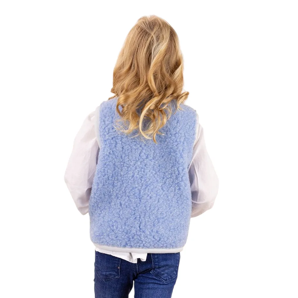 LOVE FOR CHILDRENN wollen bodywarmer kind blauw merinowol