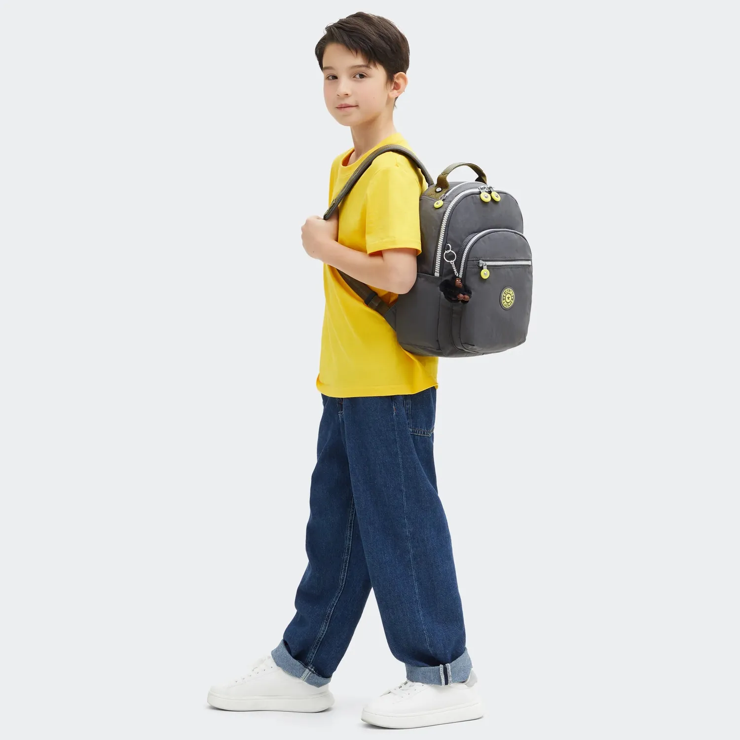 Kipling Seoul S kleine rugzak Back to Grey met 11 inch tabletvak
