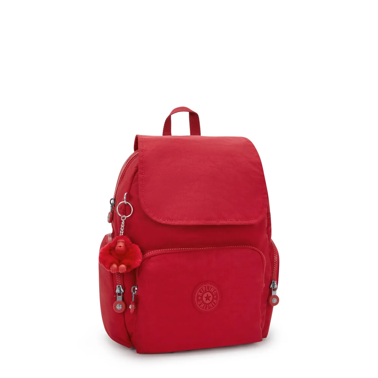 Kipling City Zip S rugzak Ruby Red klein met sleutelkoord