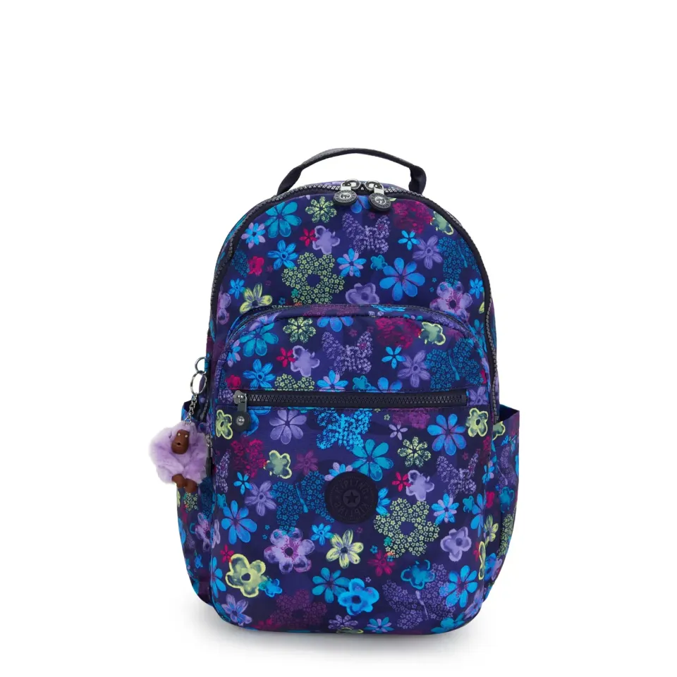 Kipling Seoul College Extra rugzak Dark Flower Stamp 15" 