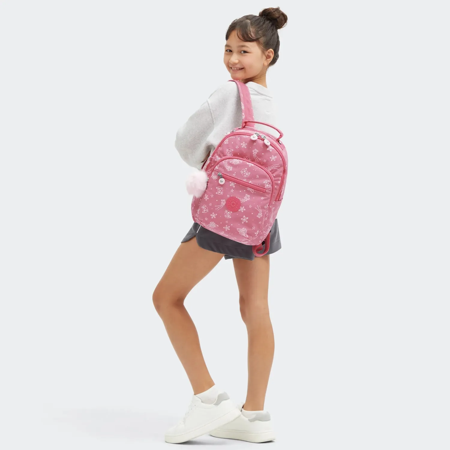 Kipling Seoul S kleine rugzak Glitter Cats met 11 inch tabletvak