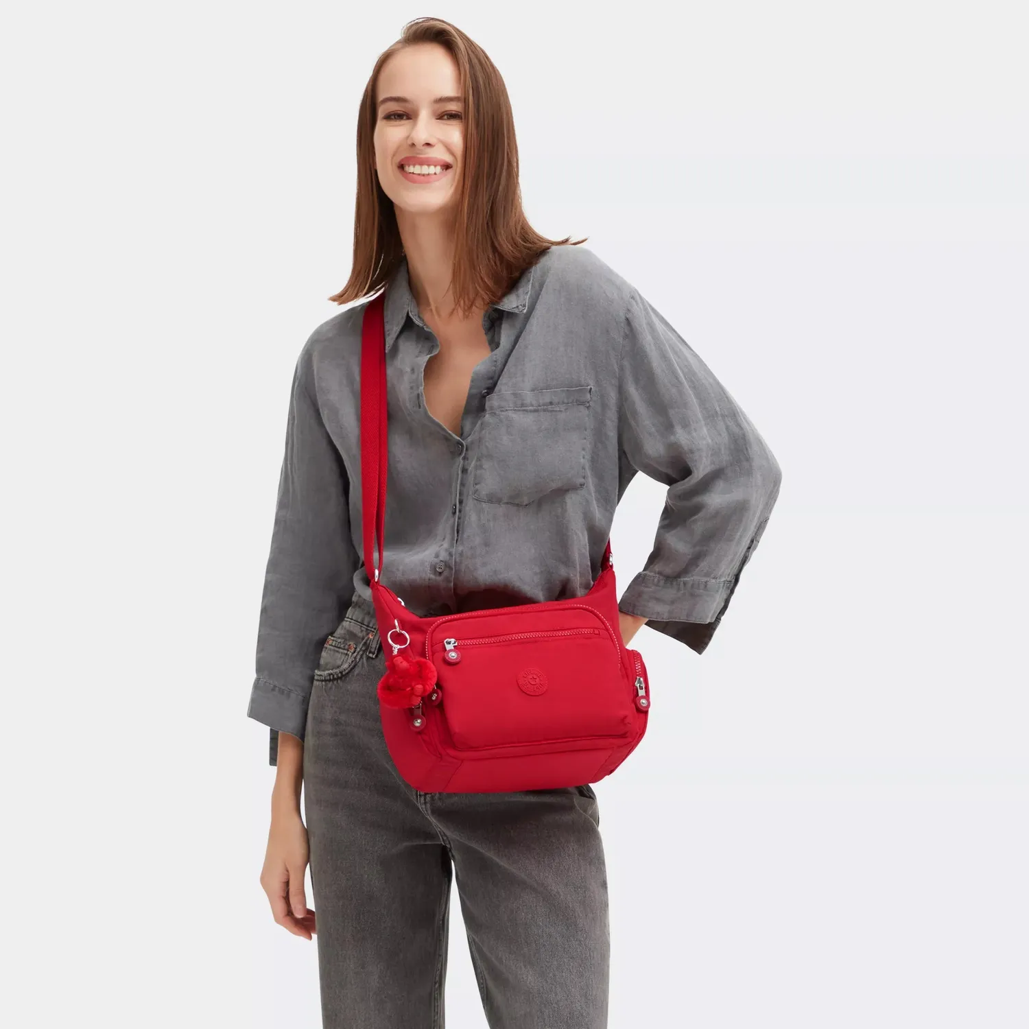 Kipling Gabbie S schoudertas Red Rouge klein nylon