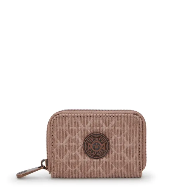 Kipling Cash Buddy portemonnee Klein Sign Brown Corduroy ribfluweel