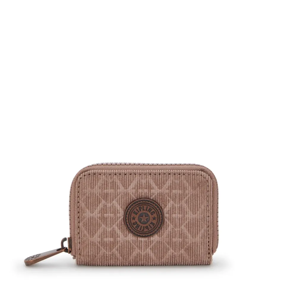 Kipling Cash Buddy portemonnee Klein Sign Brown Corduroy ribfluweel