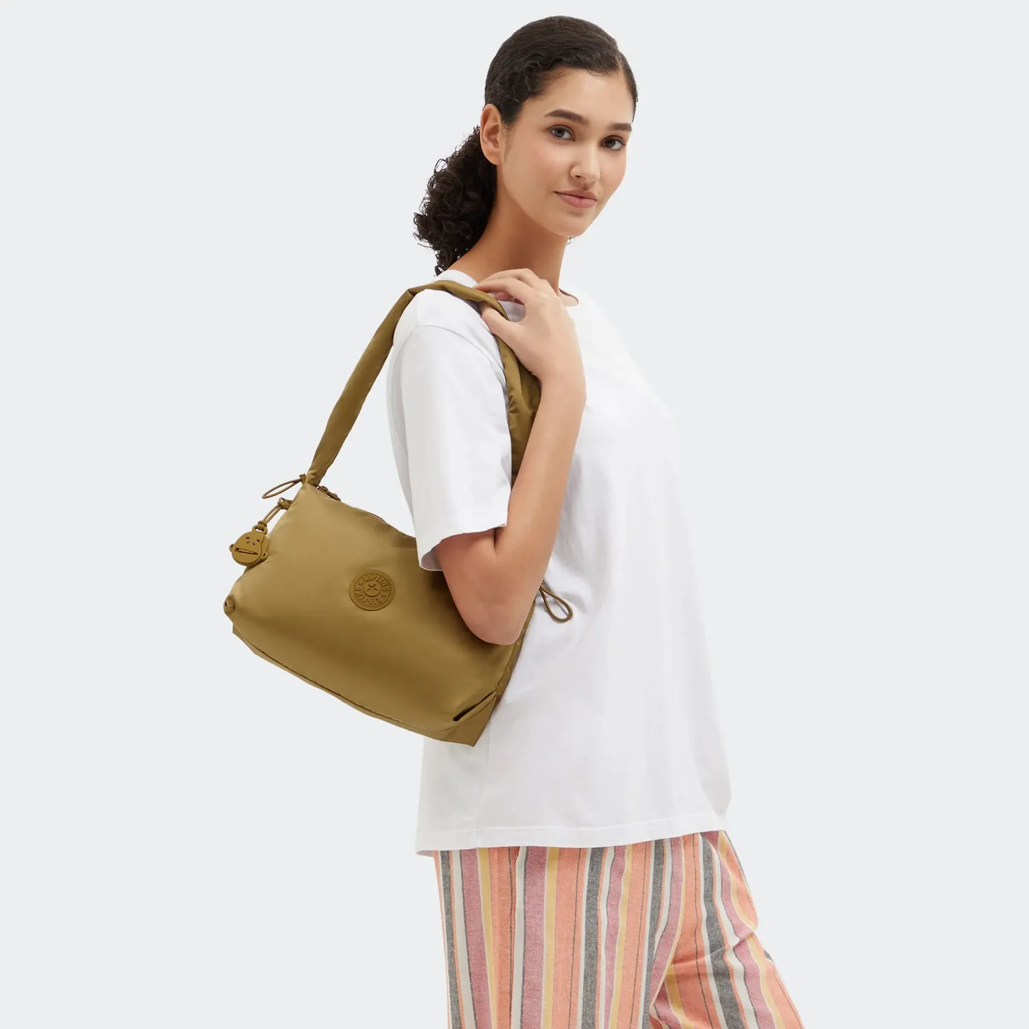 Kipling Eleni M schoudertas Goldish Brown medium bruin